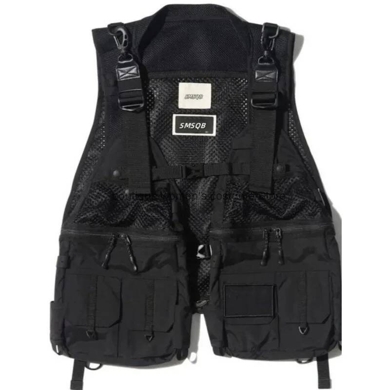 Fishing Vest - 軽量防水ベスト釣りトレンドアウトドア多機能タクティカルベストユニセックスハイストリートワークウェアノースリーブジャケット