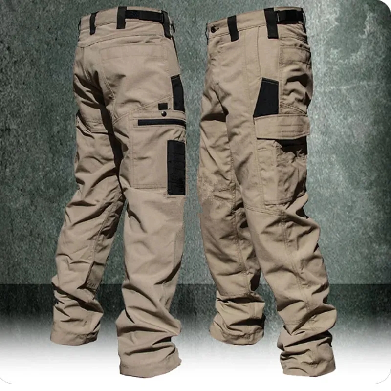 Fishing Pants Waterproof - 耐摩耗性ワークパンツ男マルチポケットストレートカーゴパンツ屋外ジョギング戦術パンツ春秋カジュアルズボン